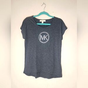 Michael Kors Grey Shirt With MK Silver Stud Logo Size S